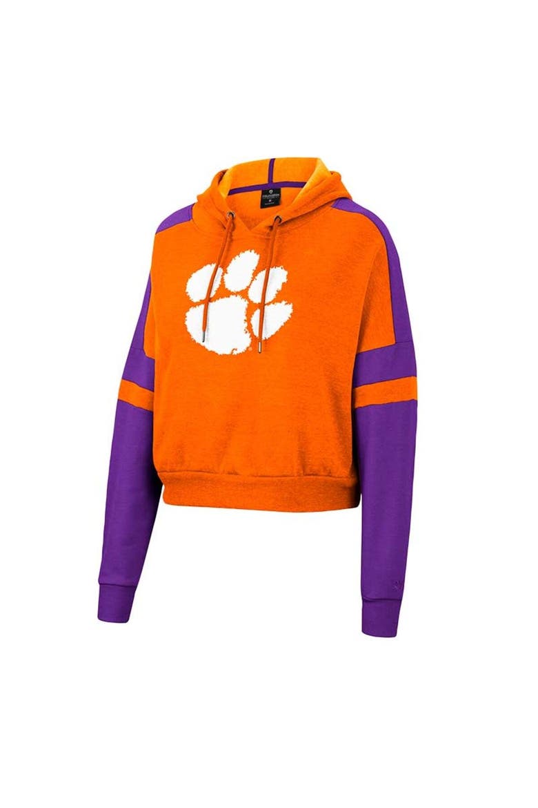 Women's Colosseum Orange Clemson Tigers Throwback Stripe Arch Logo Cropped Pullover Hoodie, Alternate, color, Orange