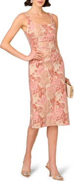 Aidan Mattox by Adrianna Papell Stretch Jacquard Midi Cocktail Dress