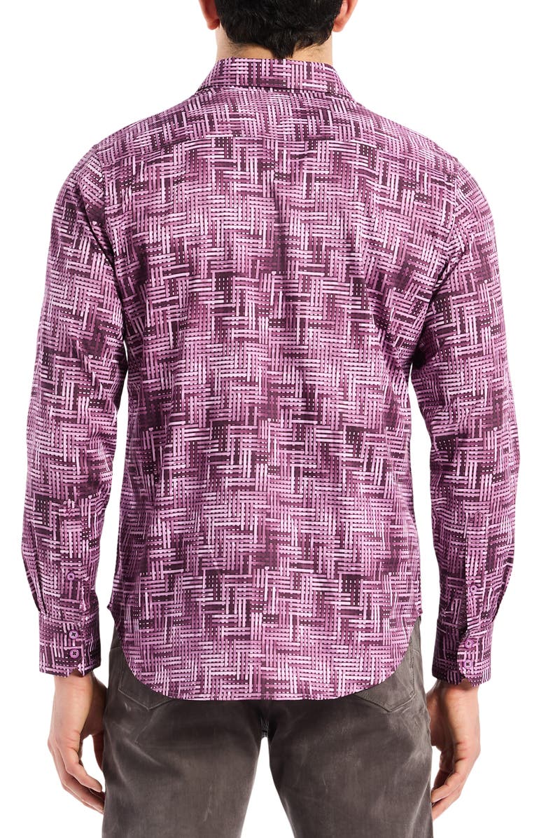 Robert Graham Berkley Long Sleeve Stretch Cotton Button-Up Shirt, Alternate, color, Berry