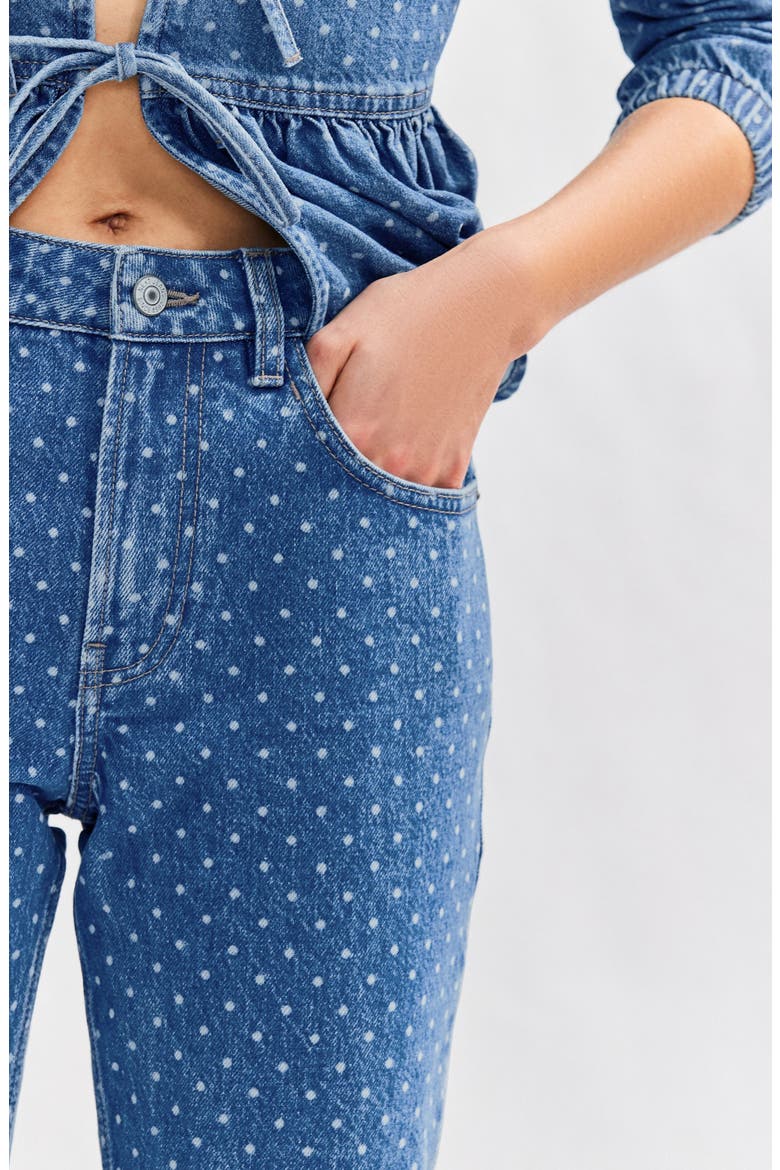 Polka Dot Straight Leg Jeans, Alternate, color, BLUE