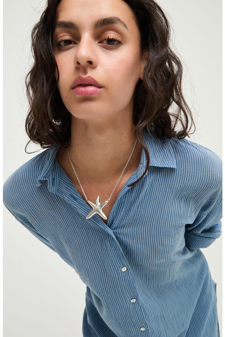 Silver-Tone Necklace with Star Pendant, Alternate, color, Silver