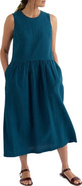 Seasalt Cornwall Brouse Gingham Sleeveless Organic Cotton Midi Dress