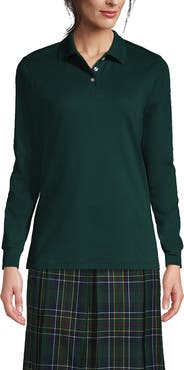 Lands' End School Uniform  Long Sleeve Interlock Polo Shirt