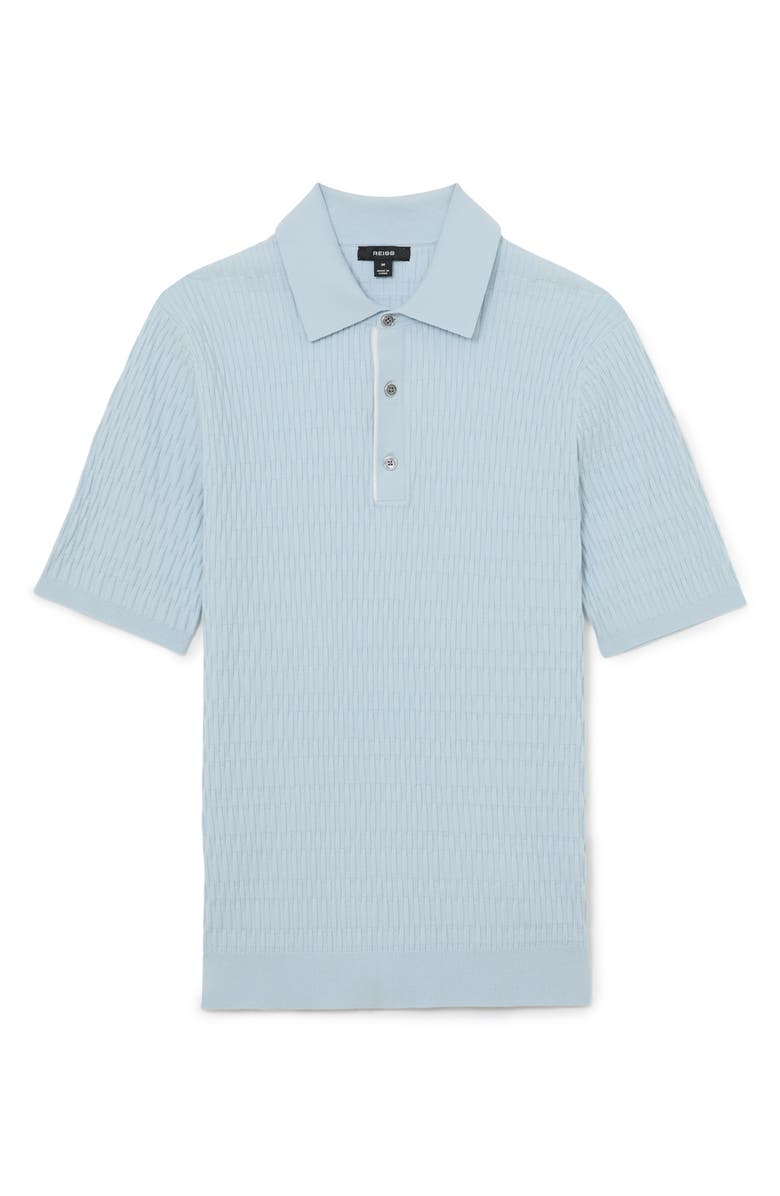 Reiss Era Basket Weave Knit Polo Sweater, Alternate, color, Soft Blue