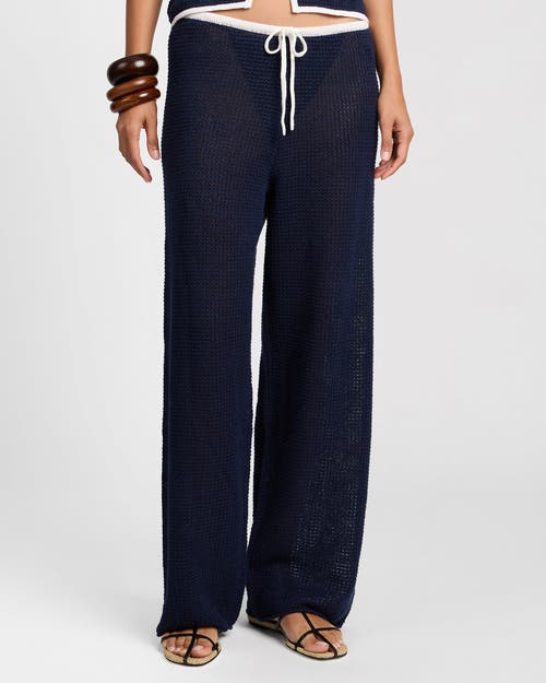 Onia Linen Knit Drawstring Pant In Blue