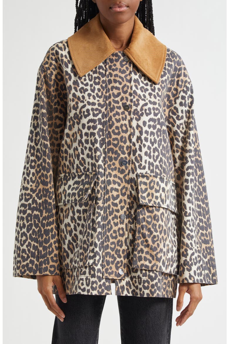 Printed Canvas Jacket, Main, color, ALMOND MILK
