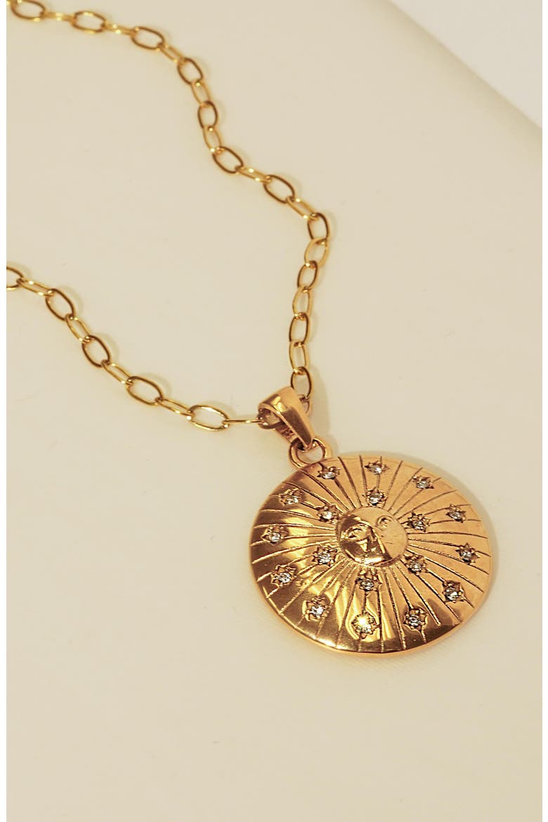 Sun Medallion Necklace, Alternate, color, GOLD