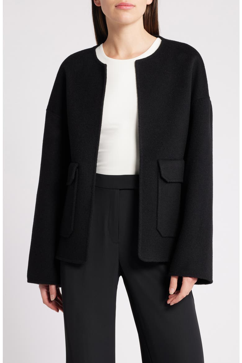 Jardin Wool Blend Jacket with Scarf, Alternate, color, BLACK