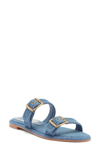 Dolce Vita Alaina Slide Sandal In Blue Denim