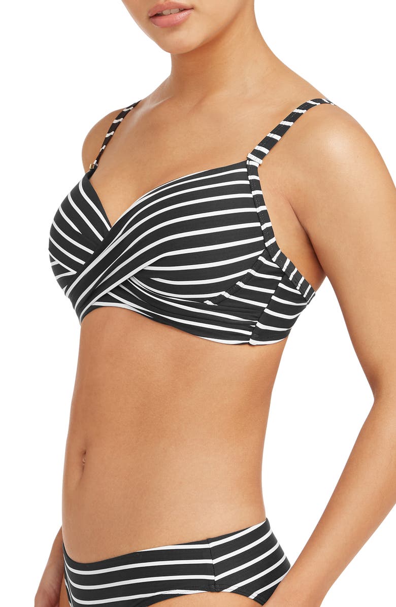 Sea Level Stripe Cross Front D- & DD-Cup Molded Bikini Top, Alternate, color,