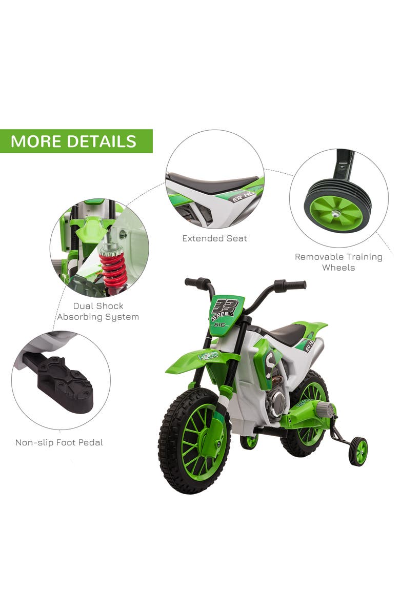 Aosom 12V Kids Dirt Bike Ride-On Toy, Alternate, color, Green