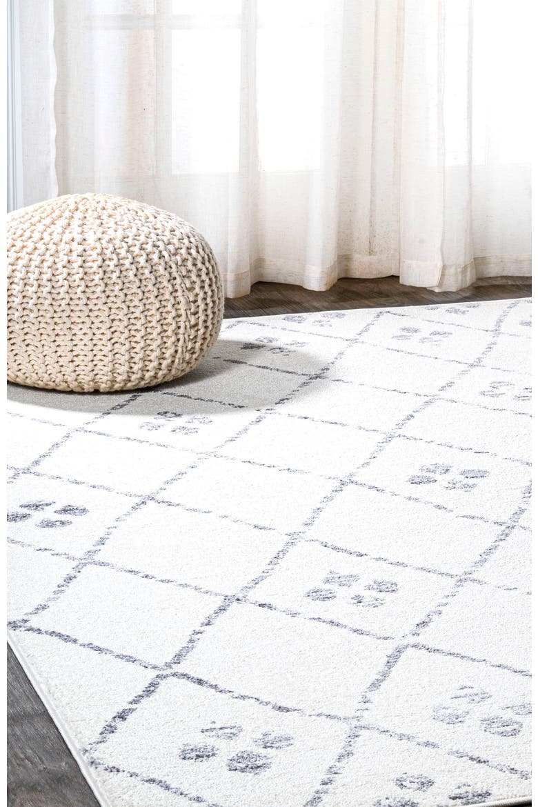 Izil Moroccan Geometric Diamond Area Rug, Alternate, color, Ivory/Light Gray