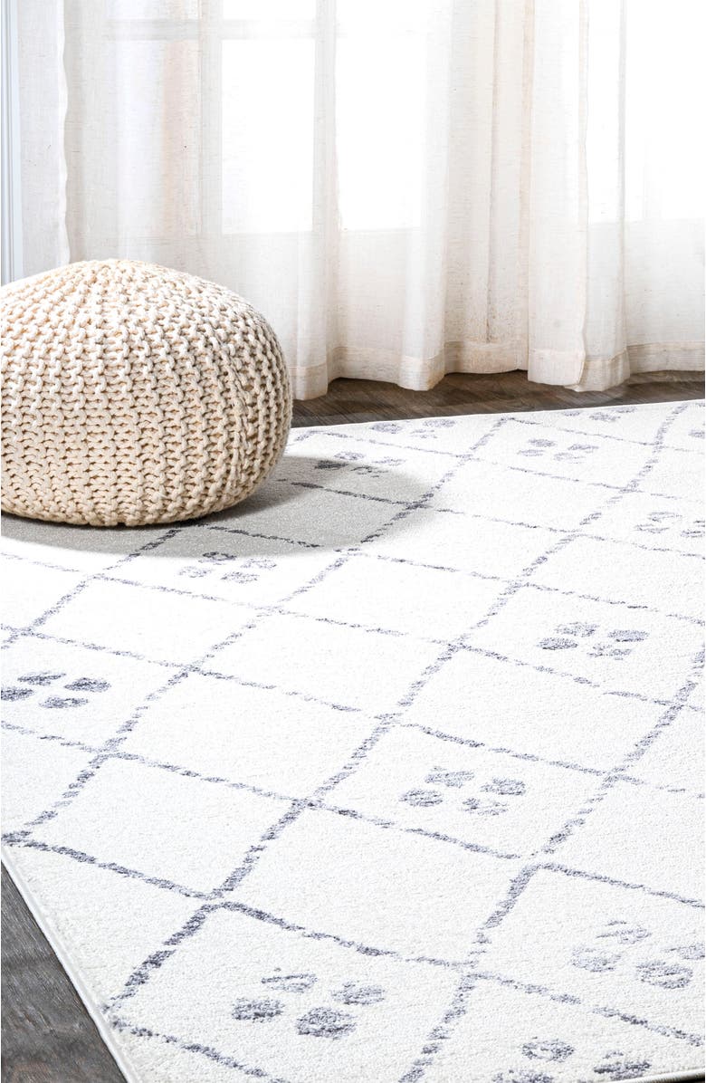 JONATHAN Y Izil Moroccan Geometric Diamond Area Rug, Alternate, color, Ivory/Light Gray