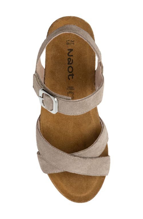 Naot Throne Wedge Sandal In Almond Suede
