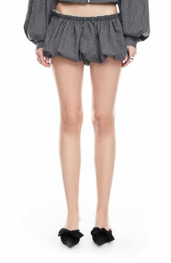 LIONESS Eclipse Plaid Low Rise Bubble Hem Shorts