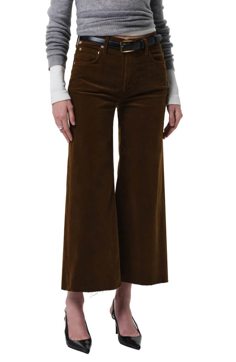 Citizens of Humanity Lyra Raw Hem Ankle Wide Leg Corduroy Pants, Main, color, Manuka Bronze