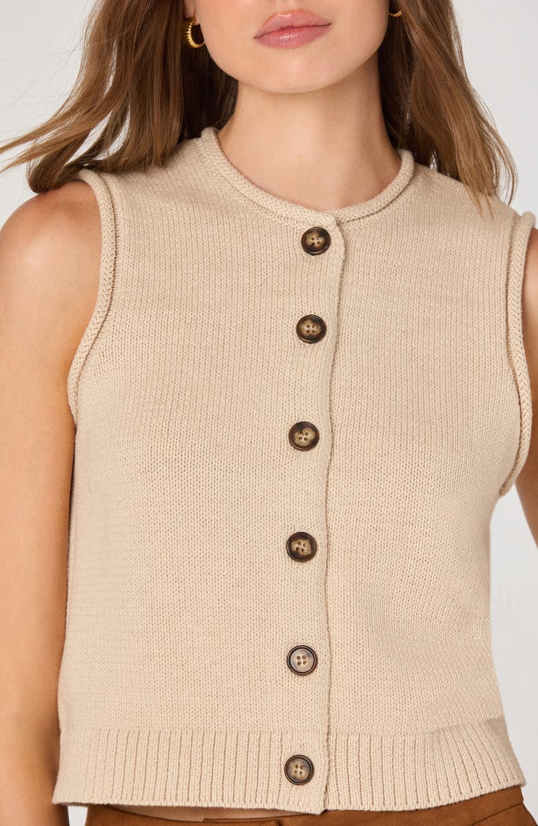 ASTR the Label Rolled Hem Sweater Vest, Alternate, color, Oatmeal