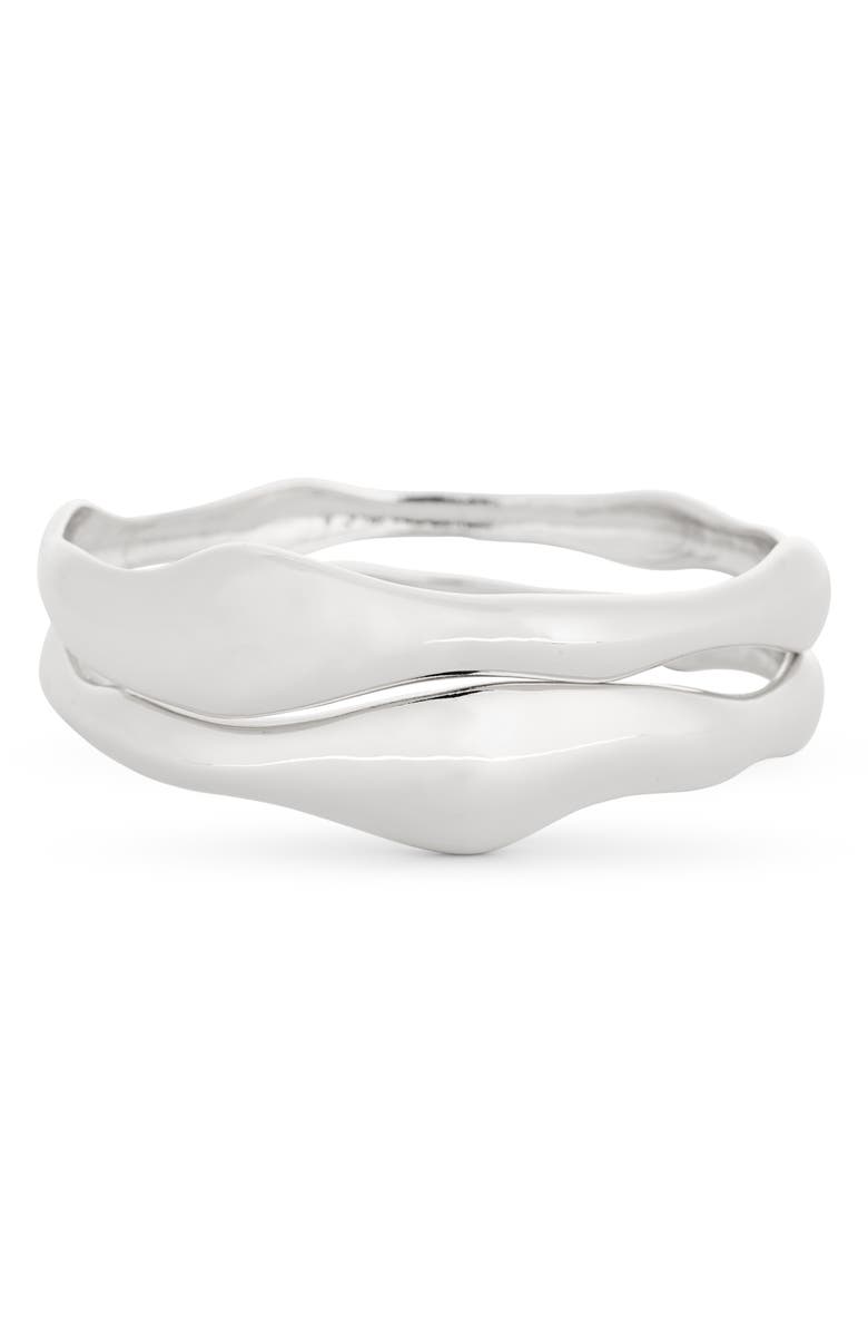 NORDSTROM RACK Set of 2 Organic Wavy Bangle Bracelets, Main, color, Silver