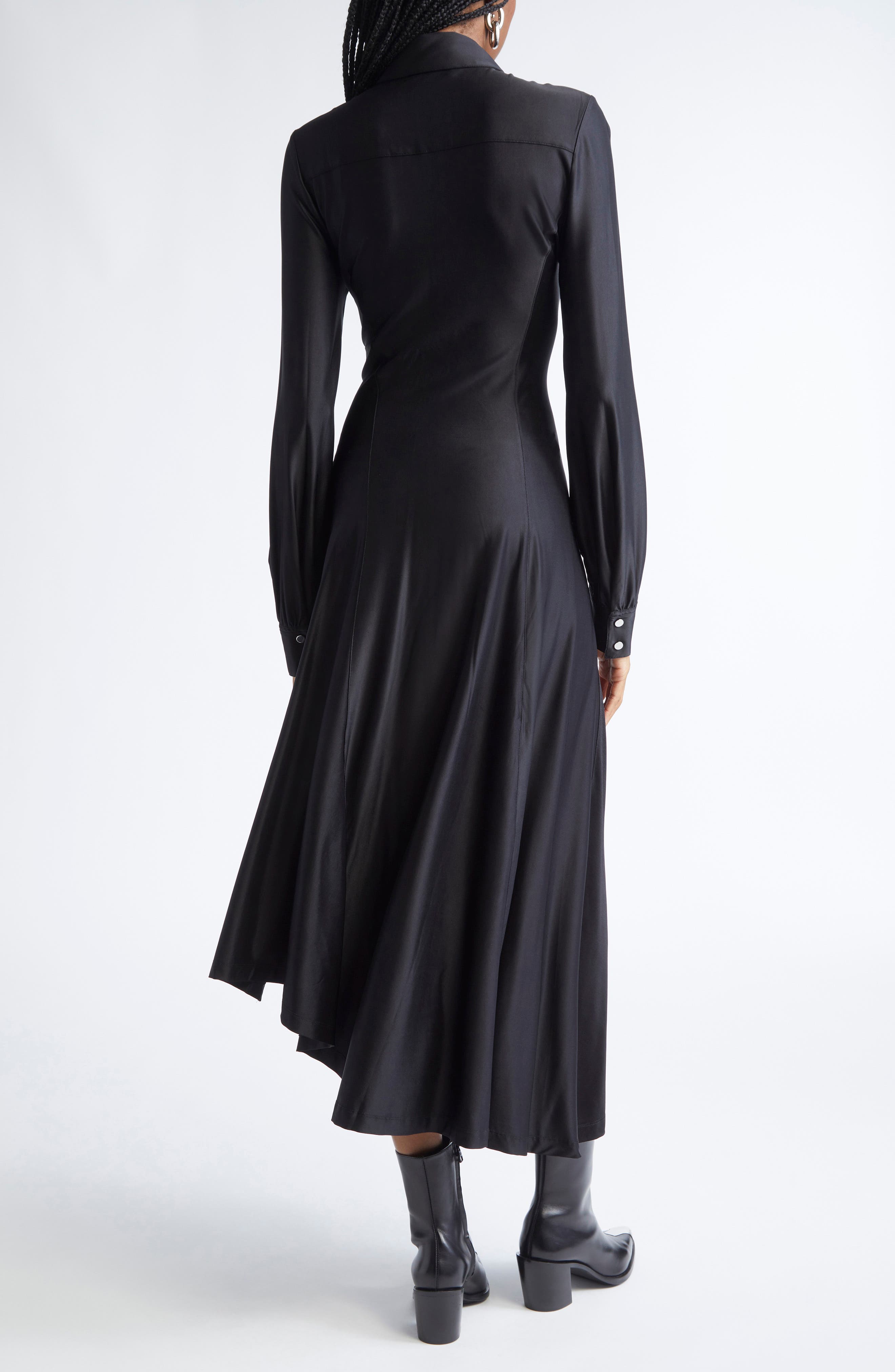 Long Sleeve Draped Jersey Midi Dress - image 2