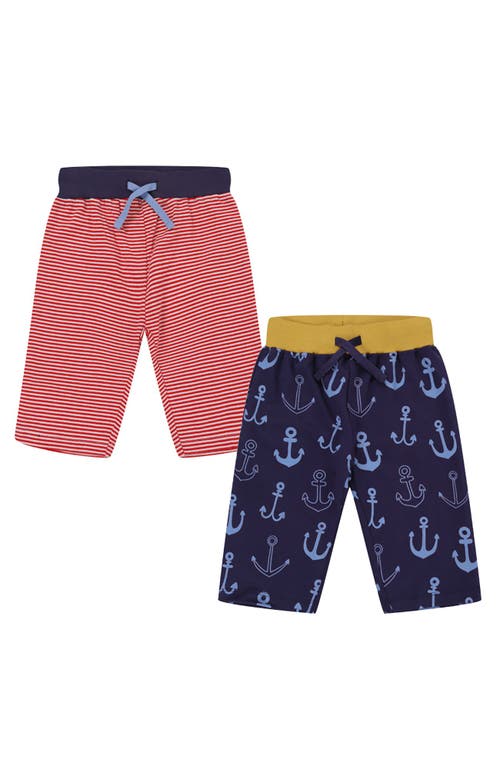 Lilly + Sid Organic Cotton Anchor And Stripe Shorts In Multi