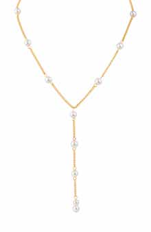 JARDIN Faux Pearl Lariat Necklace