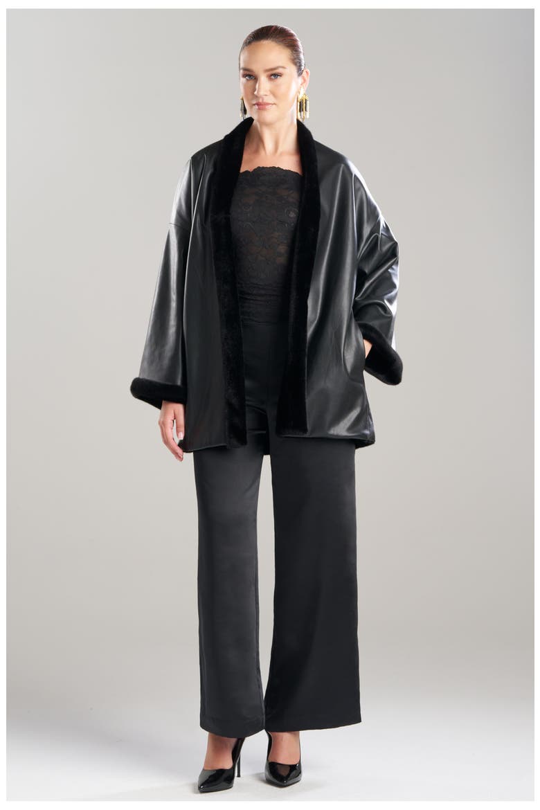 Vegan Luxe Lambskin Fur Lined Topper, Main, color, Black