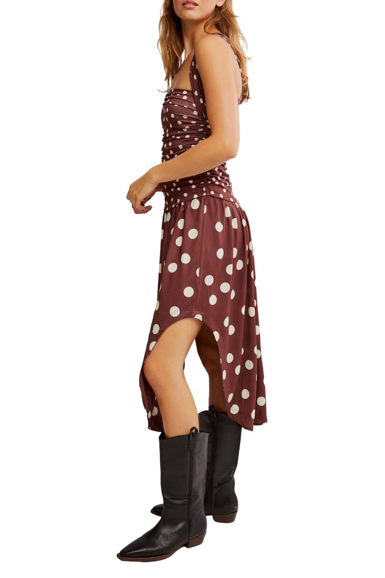 Raylon Variegated Polka Dot Midi Dress, Alternate, color, CHOCOLATE COMBO