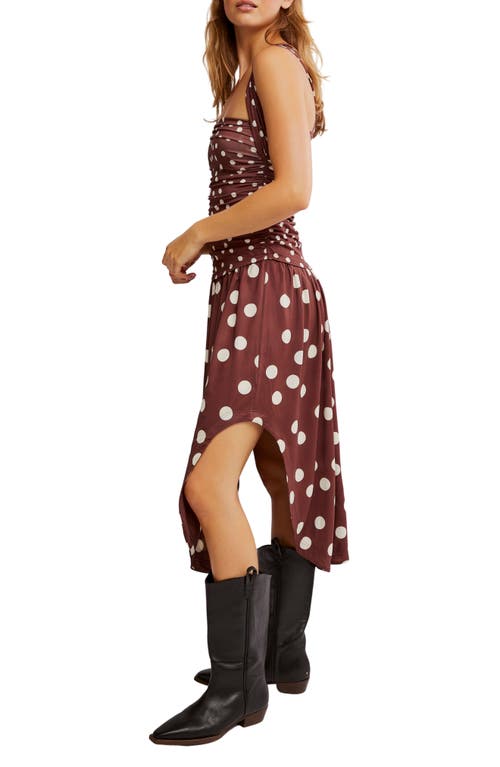 Shop Free People Raylon Variegated Polka Dot Midi Dress In Chocolate Combo