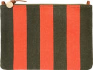 Clare V. Striped Canvas Flat Clutch