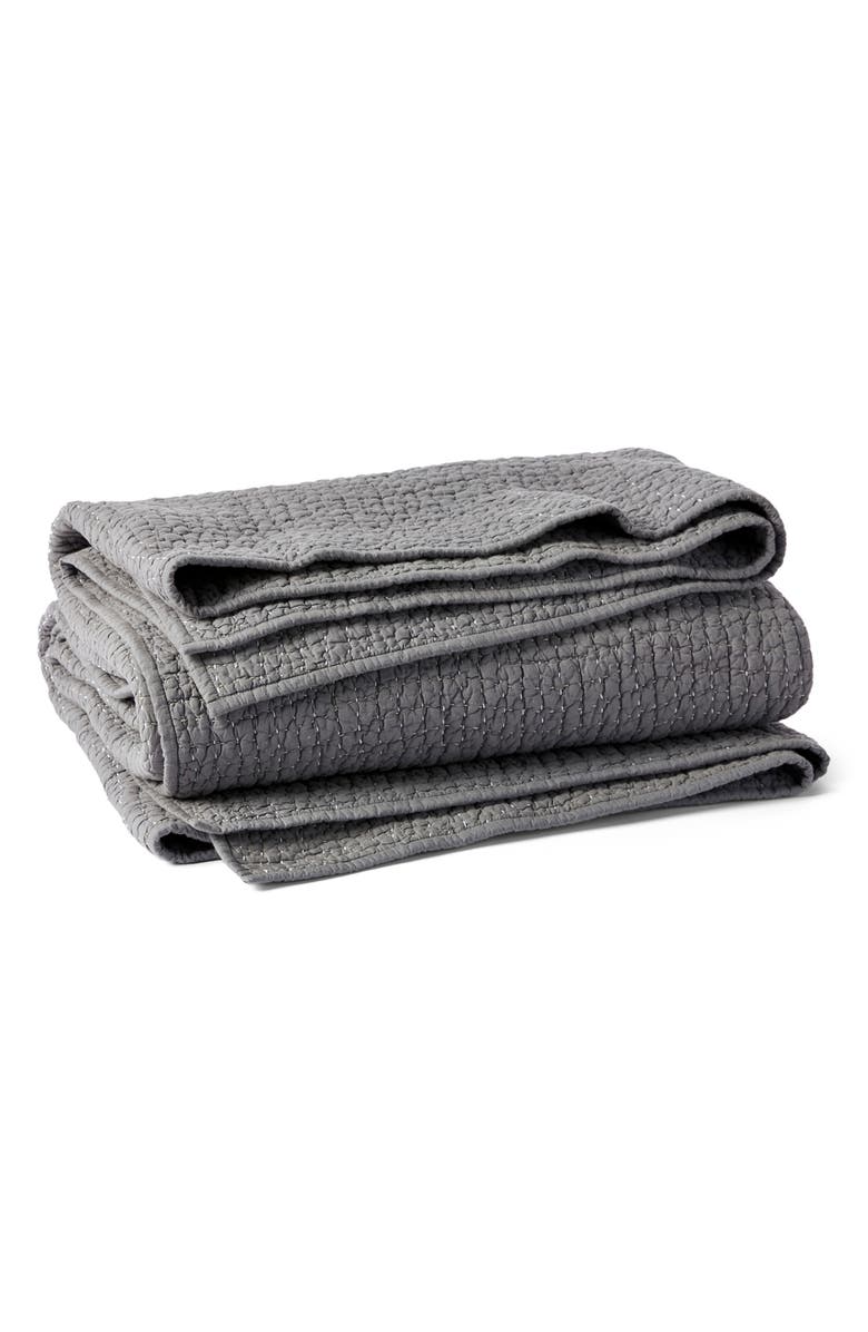 Coyuchi Pebbled Handstitched Organic Cotton Quilt, Main, color, Slate