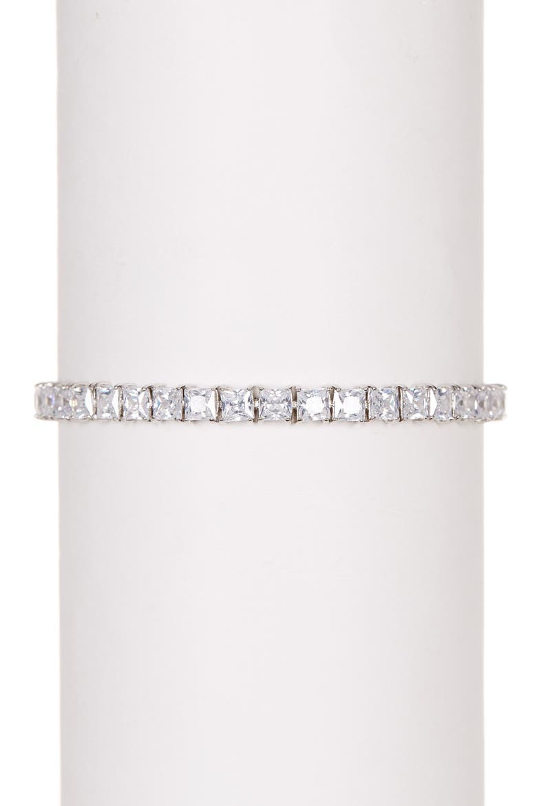 Princess CZ Tennis Bracelet, Alternate, color, CLEAR/SILVER