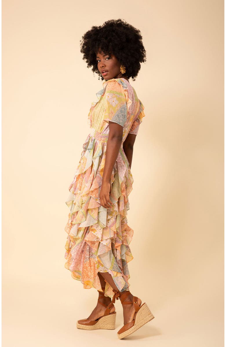 Hale Bob Aspen Ruffle Chiffon Dress, Alternate, color, 
