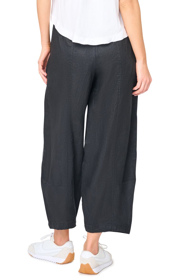 Crop Barrel Leg Cotton Pants, Alternate, color, BLACK