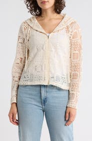 Forgotten Grace Open Knit Zip-Up Hoodie