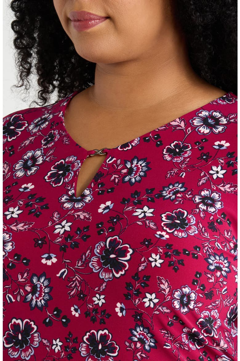 V-Neck Knit Top, Alternate, color, BERRY RED MULTI