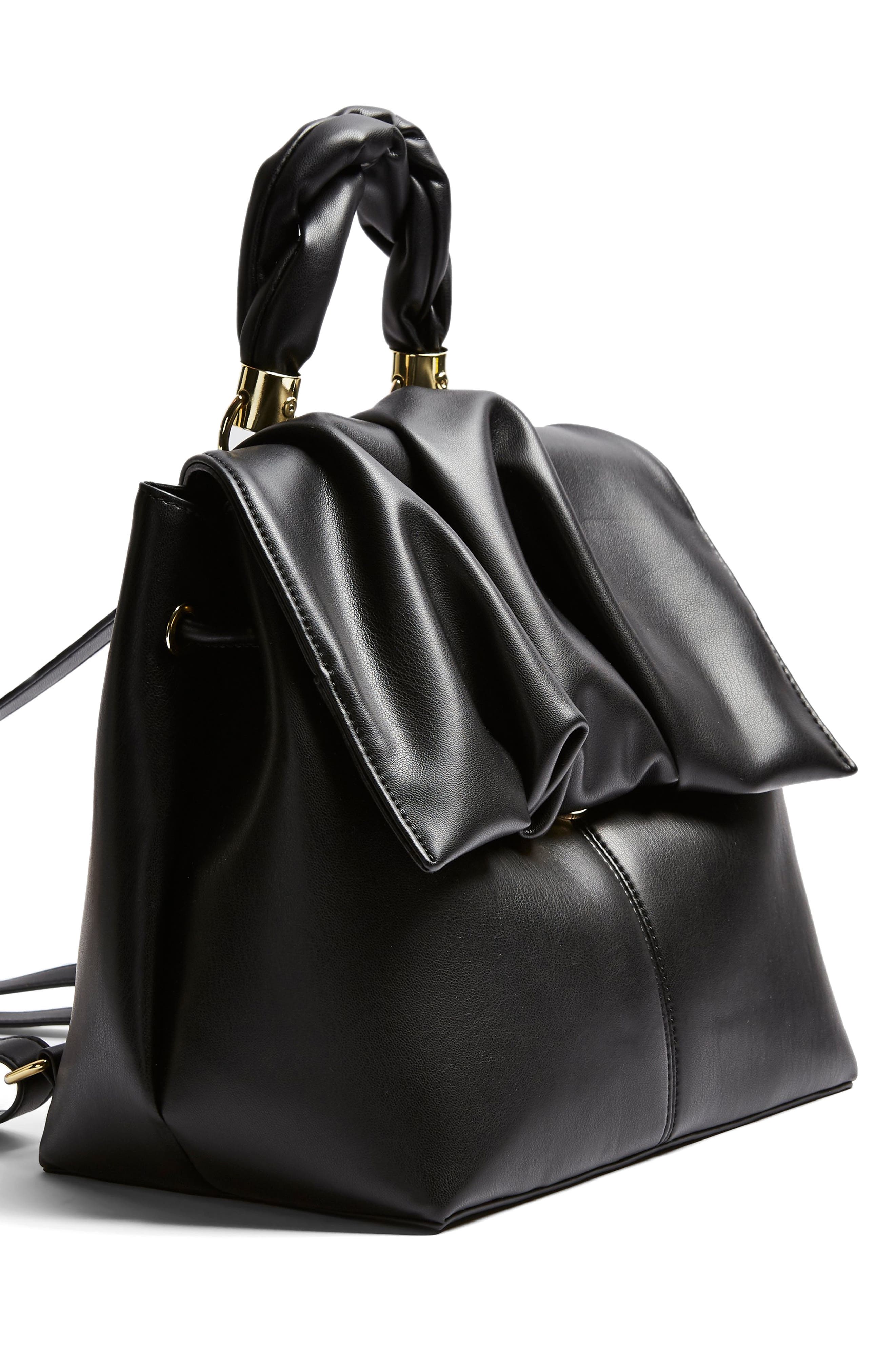 Topshop Ruched Flap Backpack, Alternate, color, 