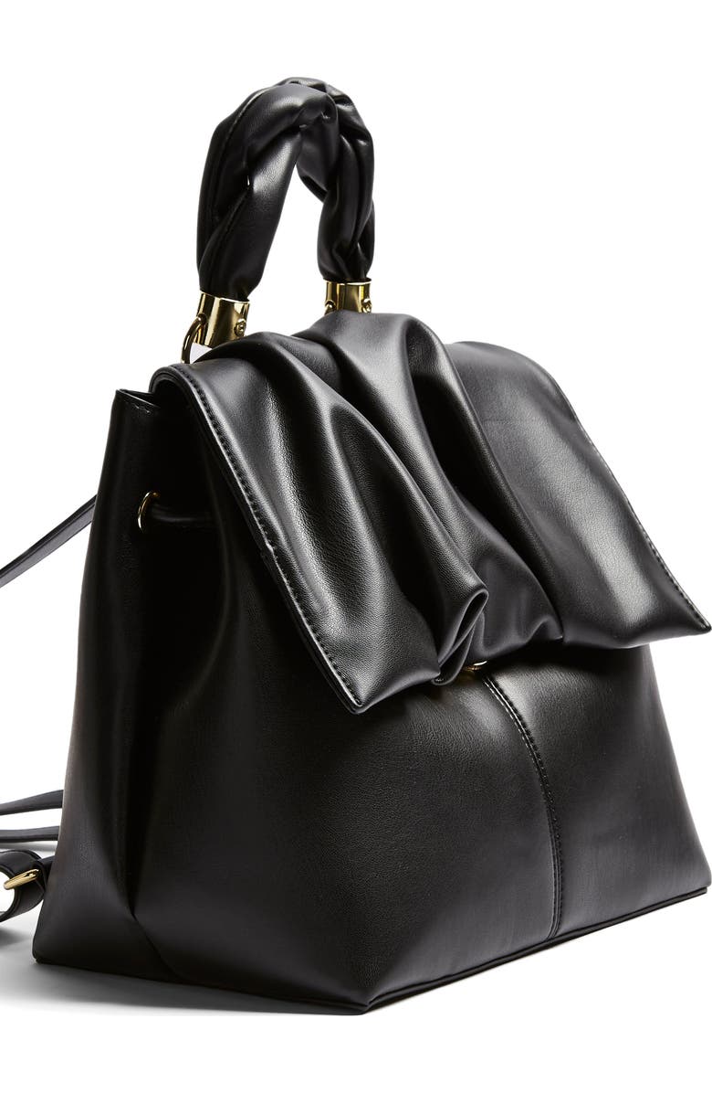 Topshop Ruched Flap Backpack, Alternate, color,