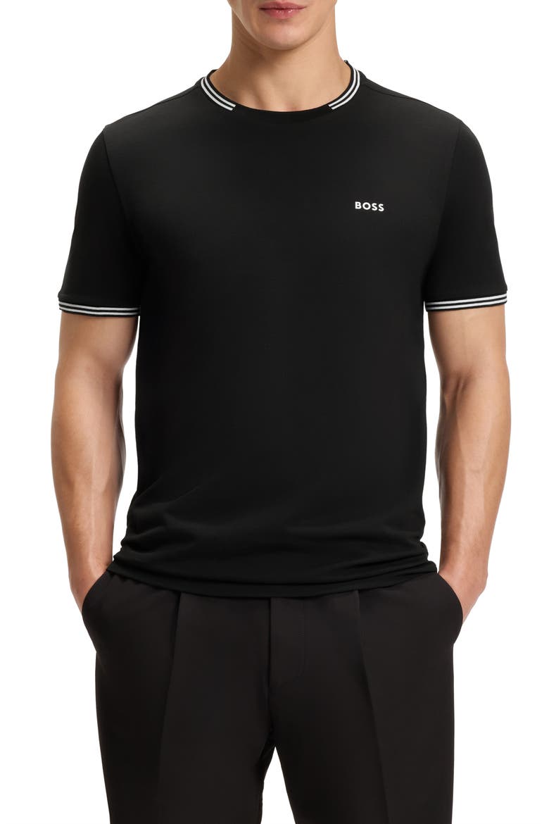 Taul Tipped Crewneck T-Shirt, Main, color, BLACK