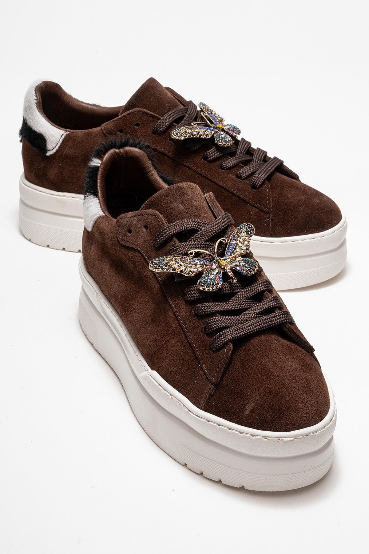 Anda Leather Buckled Sneakers, Alternate, color, Brown Suede Leather