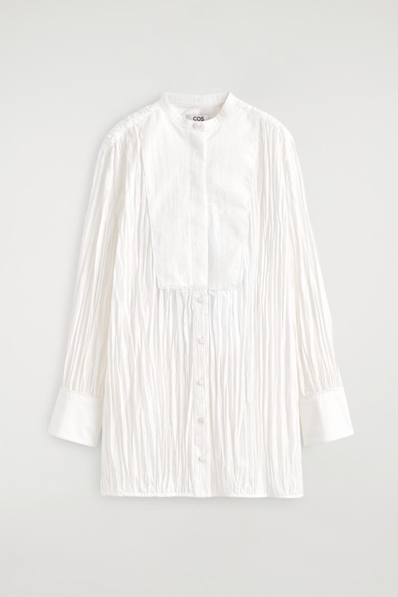 Bib-front Crinkled-cotton Shirt, Alternate, color, WHITE