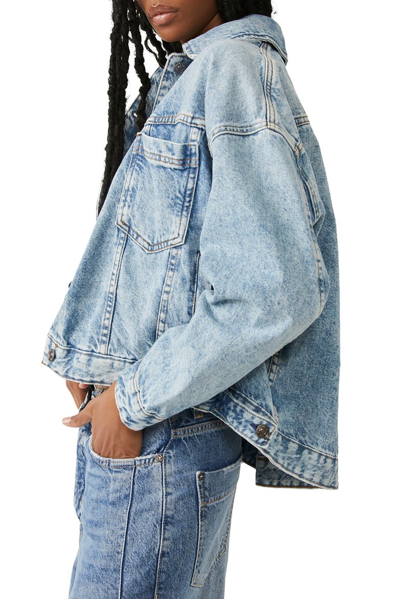 We The Free Opal Swing Denim Trucker Jacket, Alternate, color, OCEAN NIGHT