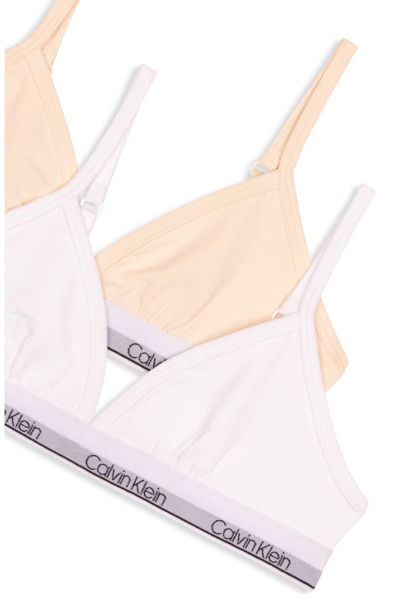 Kids' Assorted 2-Pack Stretch Cotton Triangle Bras, Alternate, color, WHITE/SAND
