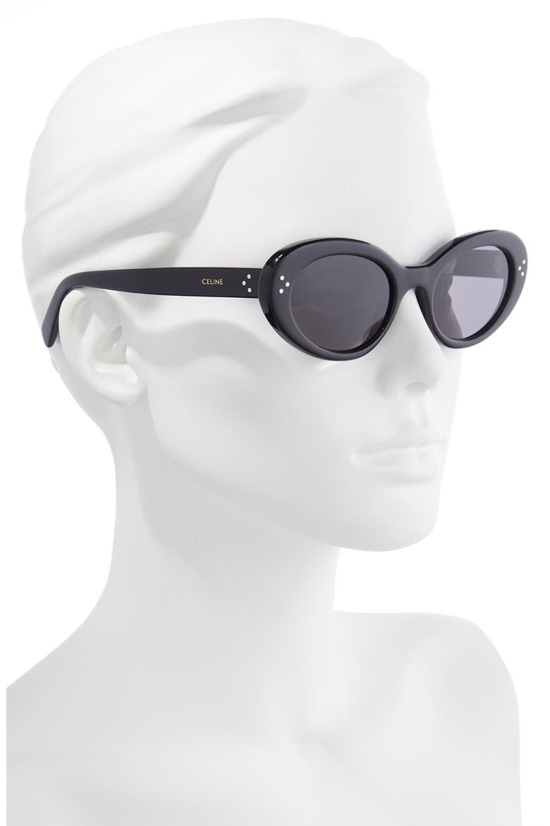53mm Cat Eye Sunglasses, Alternate, color, SHINY SOLID BLACK/ SMOKE