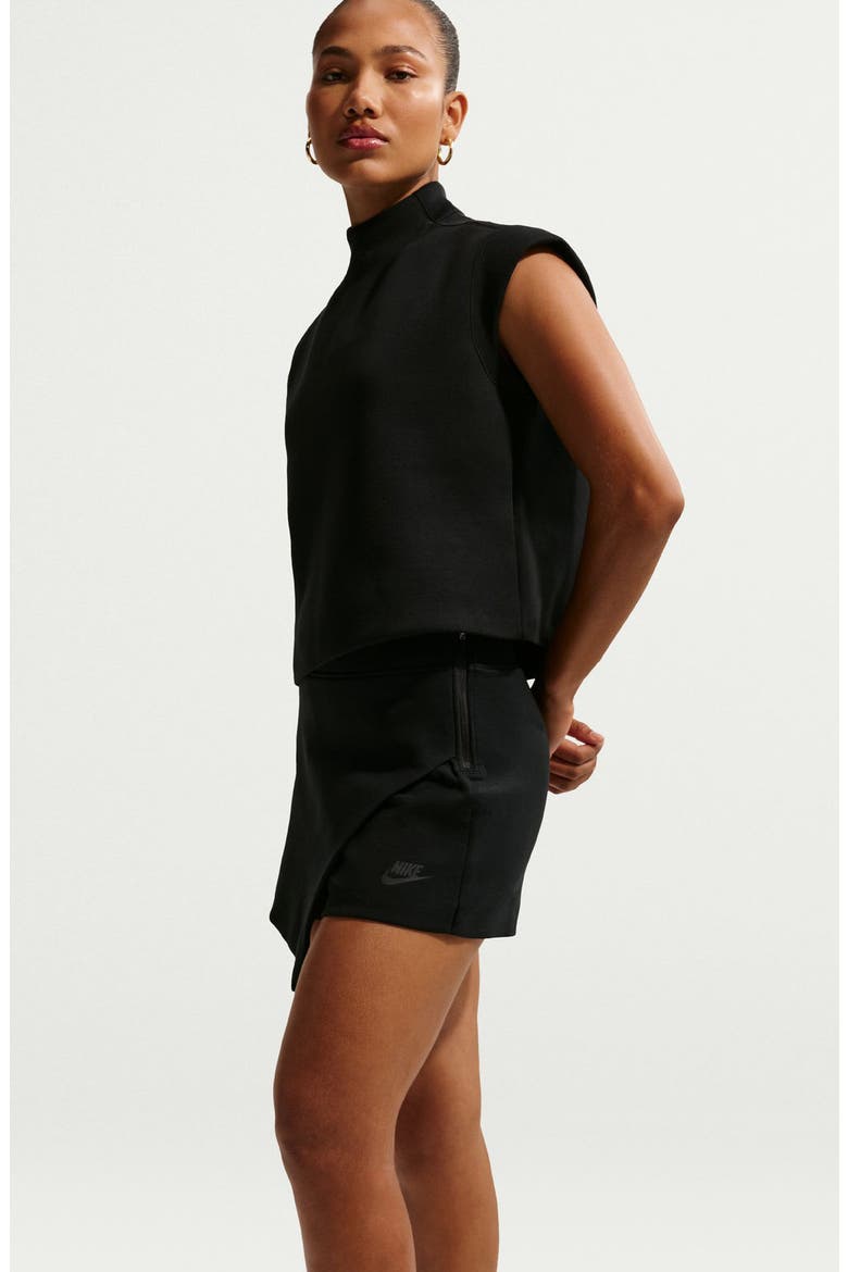 Cotton Blend Tech Fleece Skort, Alternate, color, BLACK/ BLACK