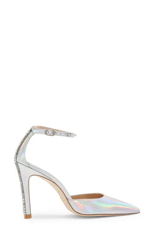 Stuart Weitzman Womens Metallic Embellished Ankle Strap In Silver/clear