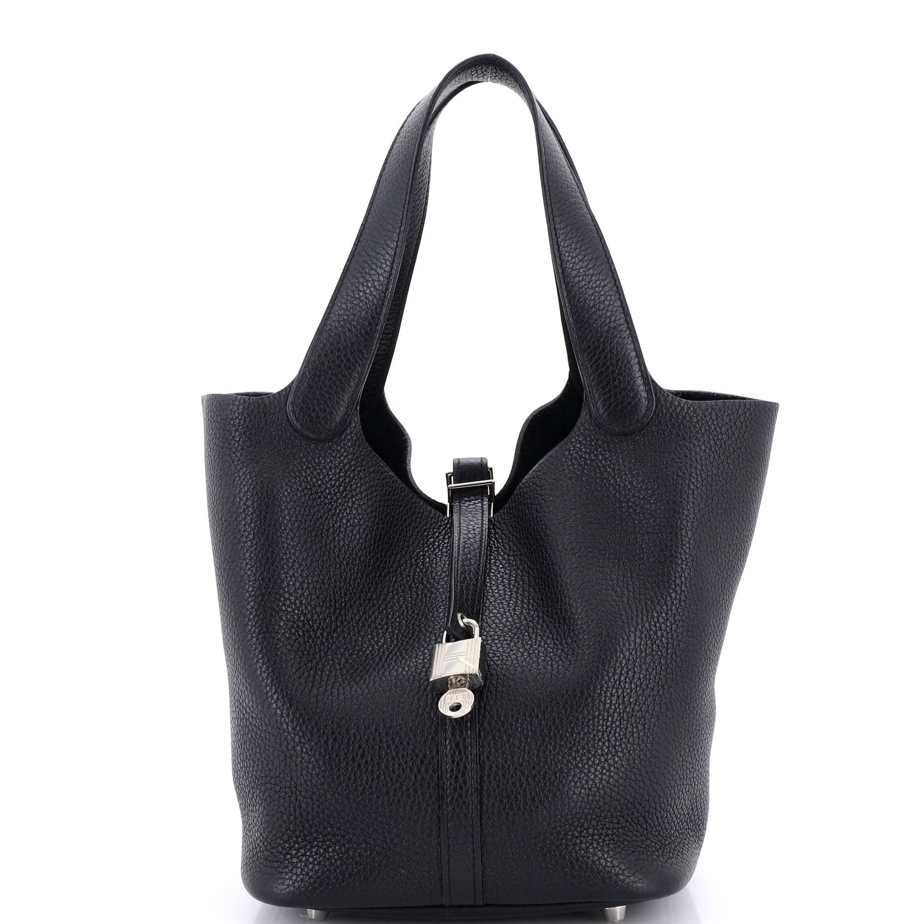 Pre-Owned Hermes Picotin Lock Bag Clemence MM, Main, color, Noir