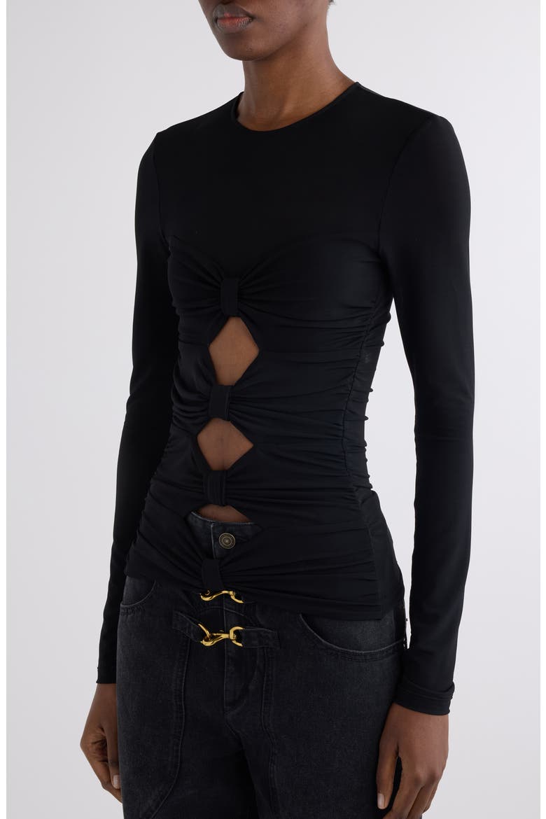 Gladice Bow Cutout Long Sleeve Knit Top, Alternate, color, BLACK
