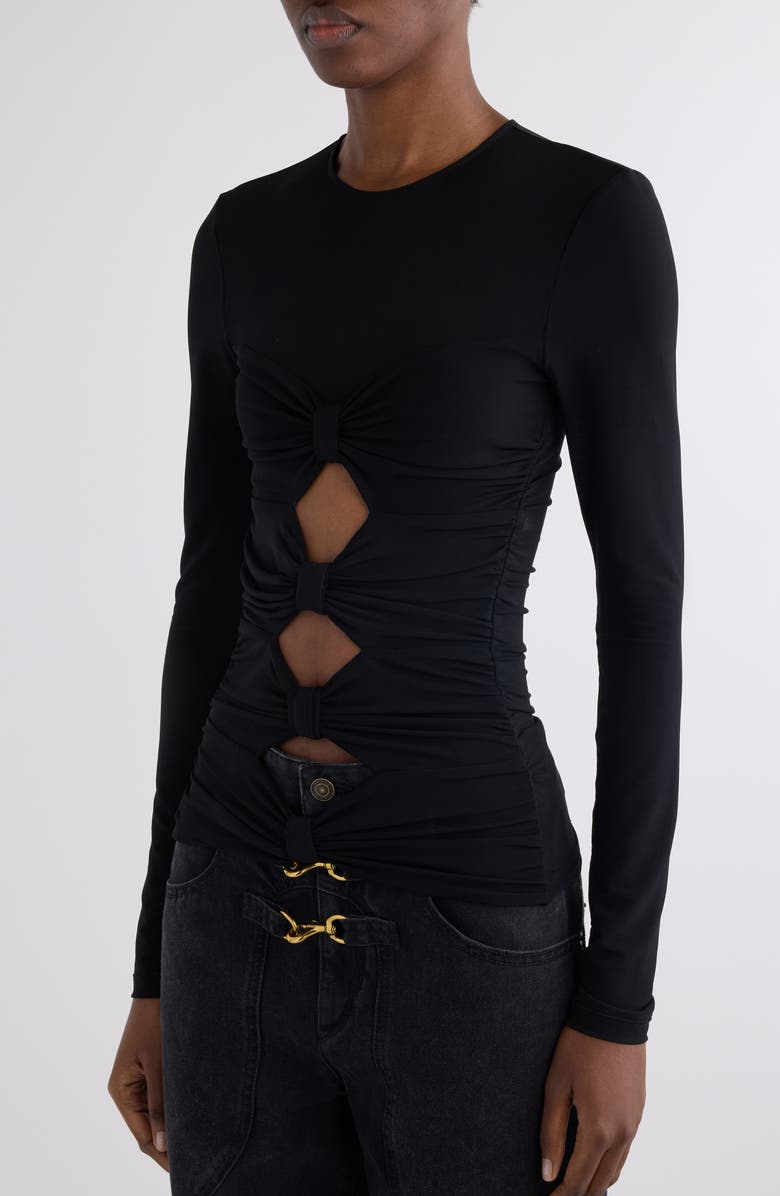 Isabel Marant Gladice Bow Cutout Long Sleeve Knit Top, Alternate, color, Black