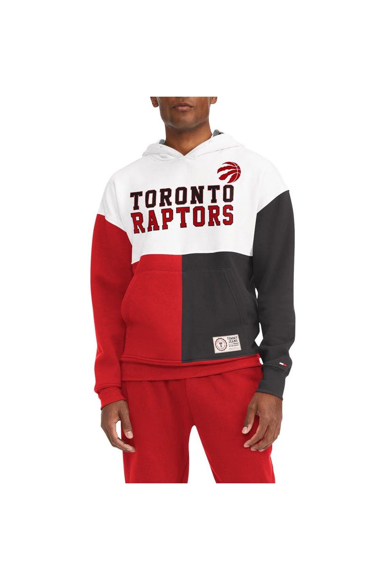 Men's Tommy Jeans White/Red Toronto Raptors Andrew Split Pullover Hoodie, Main, color, White