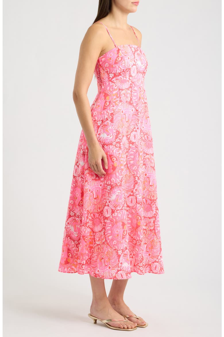 Jorgian Linen Midi Dress, Alternate, color, PARADISE PUNCH JIMS STUFF